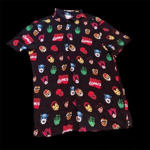 All Over Print Marvel Comics Short Sleeve Button Down (S)